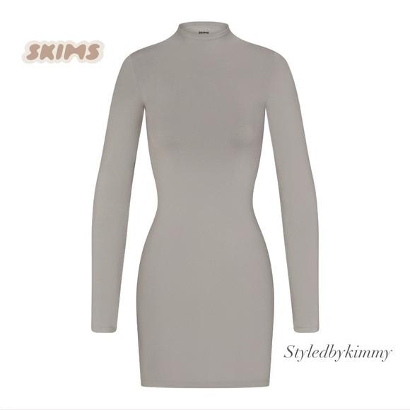 Skims Soft Smoothing Seamless Mini Dress Smoke M Medium NWT NEW - Picture 4 of 4